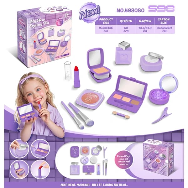 Legetøjsmakeup til børn, makeupsæt til piger, rodfri med opbevaringsboks 1
