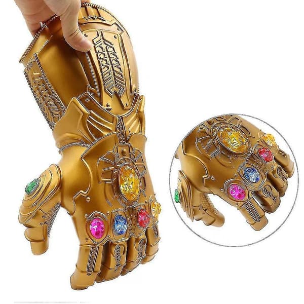 LED-upplyst Thanos Infinity Gauntlet för den elektroniska näven PVC-handskar med batterier