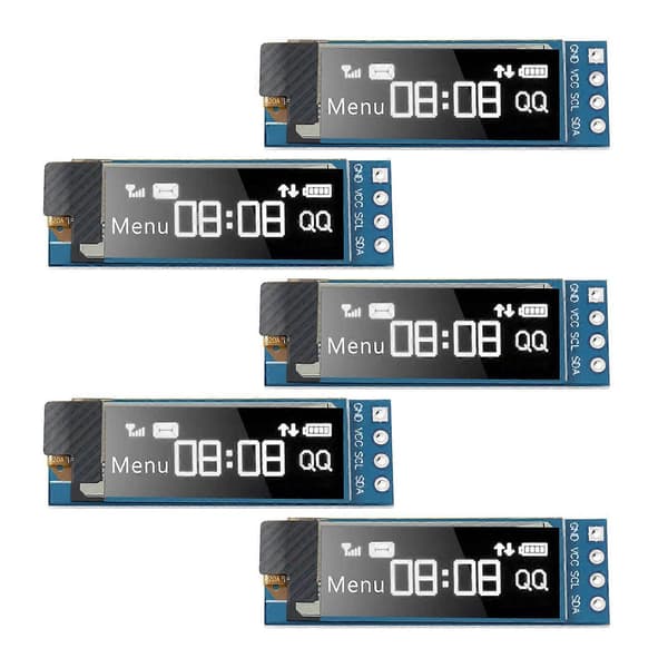 5 stycken I2C-displaymodul 0,91 tum I2C OLED-displaymodul I2C OLED-skärmdrivrutin DC 3,3V-5V (vit)