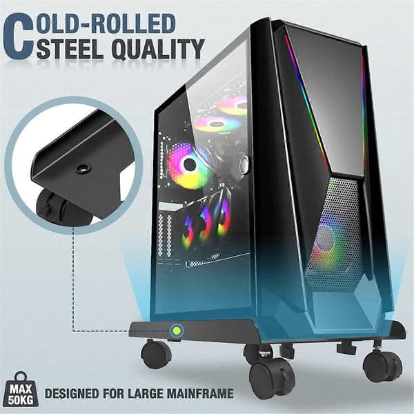 PC-stander Computer Tower Stander Justerbar Mobil CPU-stander PC Tower Stander med Rullehjul til de fleste computere