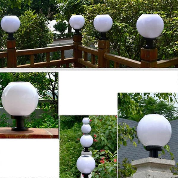 LED 200mm Solcelle Vegg Pillar Lampe Utendørs Rund Kule Lys Sti Lys