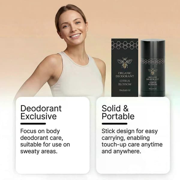 Økologisk Sitrusblomst Solid Deodorantstift, 75g Naturlig Underarmsdeodorant for Langvarig Friskhet, Mild Ikke-irriterende Kroppslukt Kontroll for K 2PCS