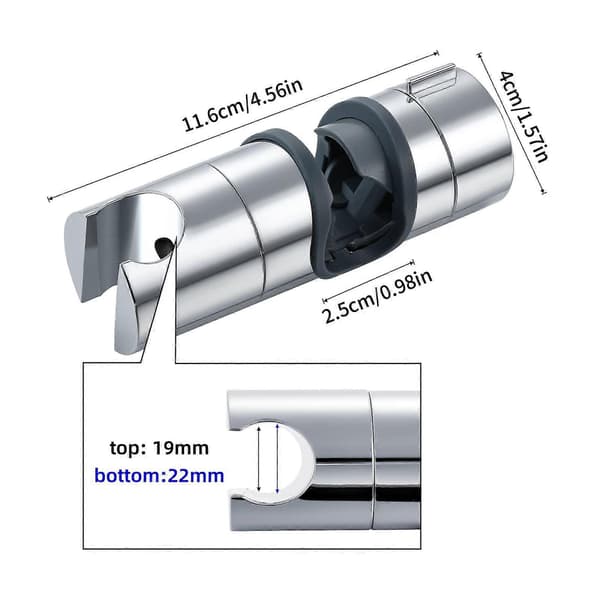 Utskiftbar Hånddusjbrakett, ABS Dusjhodeholder, Diameter 18 - 25mm Justerbar (Grå)