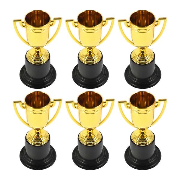 6 st 10 cm gyllene plasttroféer för studenter, sportpriser och tävlingar (Guld)