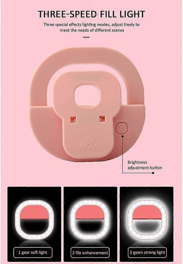 LED Selfie Ring Light Belysningsringblixtar (Färg : Rosa)