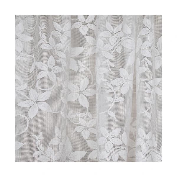 Vit spetsgardin för köksfönster Jacquard Floral Voile