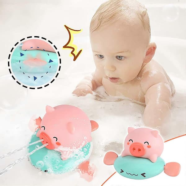 Sæt delfin gris svømmebassin badekar bruser baby legetøj urværk badelegetøj sødt badelegetøj