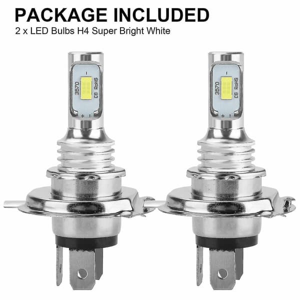 2 X H4 9003 Hb2 6000k Super White Csp Led Pære Kit