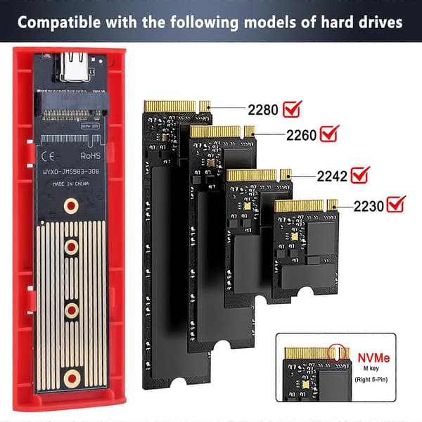 USB 3.2 Gen2 M.2 SSD-extern kapsling Box M.2 NVME PCIE Satas M Key hårddisk mobilfodral