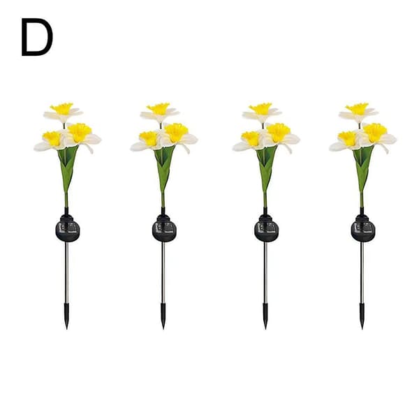 Solar LED-opplyste påskelilje dekorative hagestaker LED kunstig alvelys 2pcs White