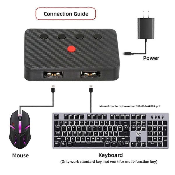 USB-tastatur og -mus Bluetooth 5.3-adapter USB kablet tastaturmus til trådløs Bluetooth-omformer