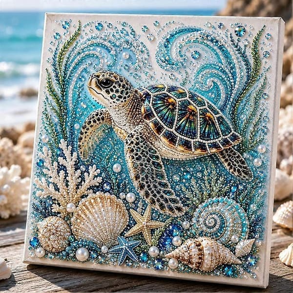 Ocean Tema Perlekunst DIY Sæt Perle Dot Art Sæt til Voksne Begyndere DIY Havliv Diamant-Kunst Sæt til Boligindretning Turtle