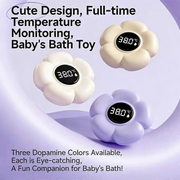 Baby sikkerhed digitalt badetermometer med digitalt display, blomsterformet termometer White