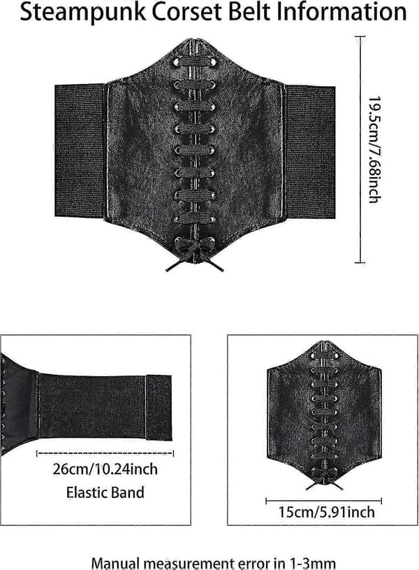 2 stk. Steampunk Korset Bælte Retro Bredt Korset Bælte Elastisk Bælte Bundet