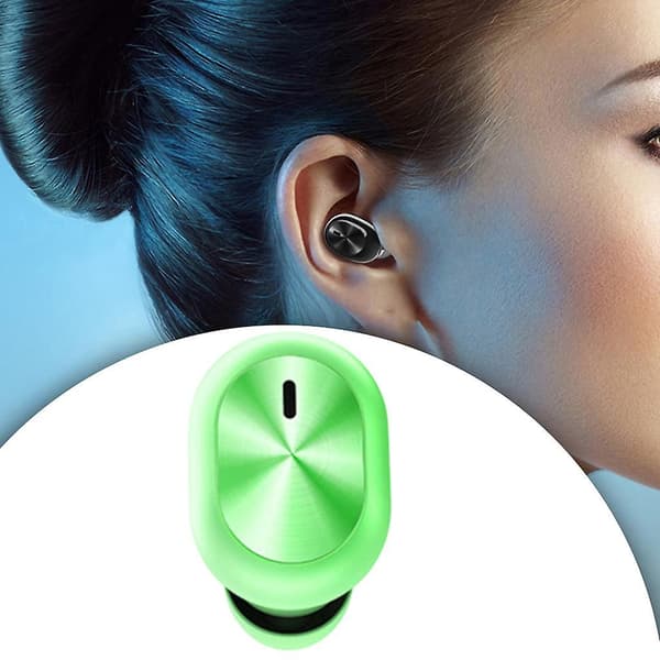 Enkelt Bluetooth 5.0 Øreprop Trådløs Høretelefon Headset med Mikrofon Grøn