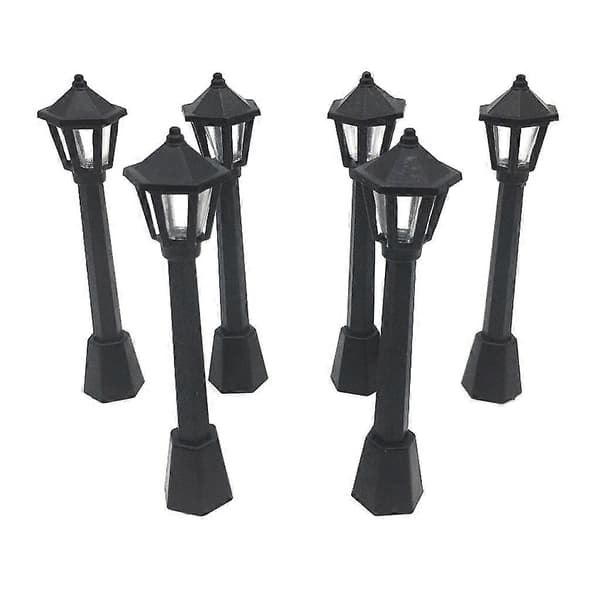 Mini Gadelygte Model Lampe 4 stk. Stolpe Gadelygter Mikroskopisk Model til Mini Dukkehus Fehave Tilbehør