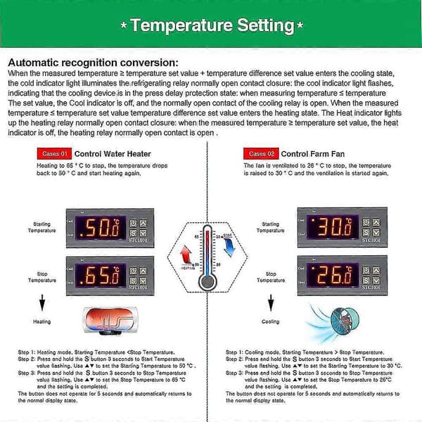 AC 110V-220V temperaturregulator, universal STC-1000 med 1 st temperatursensorprob