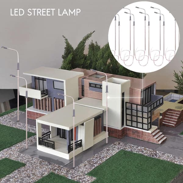 10 stk. modell LED gatelykt belysning enkelthode togoppsett landskap 1:100