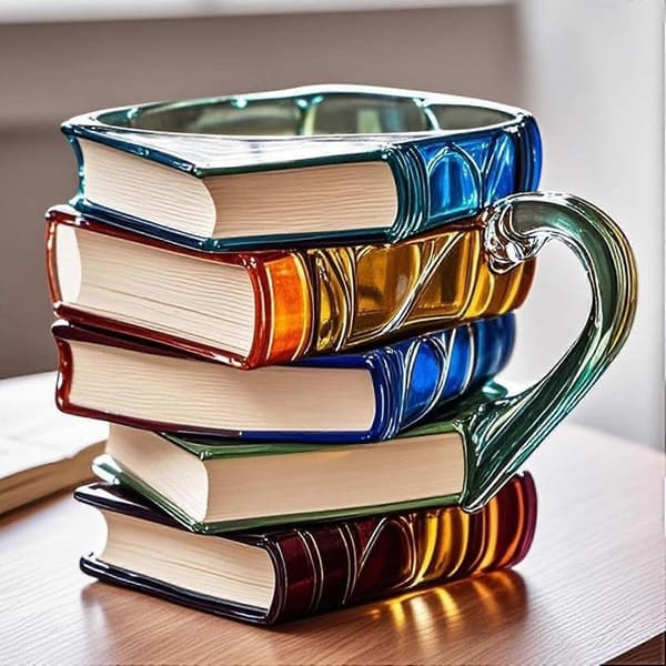 Målad Bokmugg, 3D Målade Böcker Kaffemugg för Varma Eller Kalla Drycker, Nyhet Unik Bokstapelformad Kaffemugg Presenter för Bokälskare och Läsare 2PCS