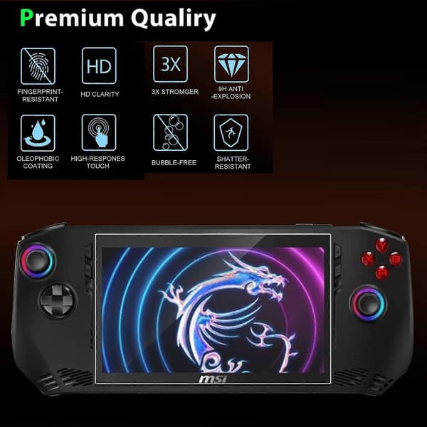 Skärmskydd i härdat glas för MSI Claw A1M 7\", 9H HD Anti-Scratch Full-Coverage för MSI Claw 1 Pcs