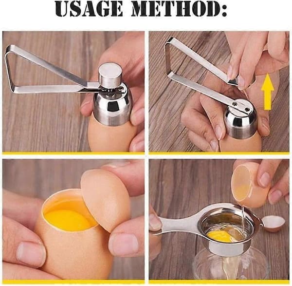 Eggeskallkutter i rustfritt stål Kjøkken Eggåpner Verktøy Eggknekker Fjerner Eggeskallseparator