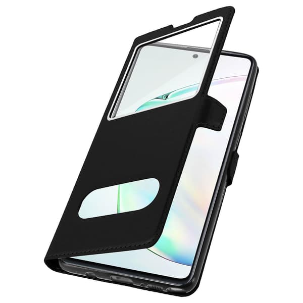 Galaxy Note 10 Lite Cover Dobbelt Vindue Video Stand Sort