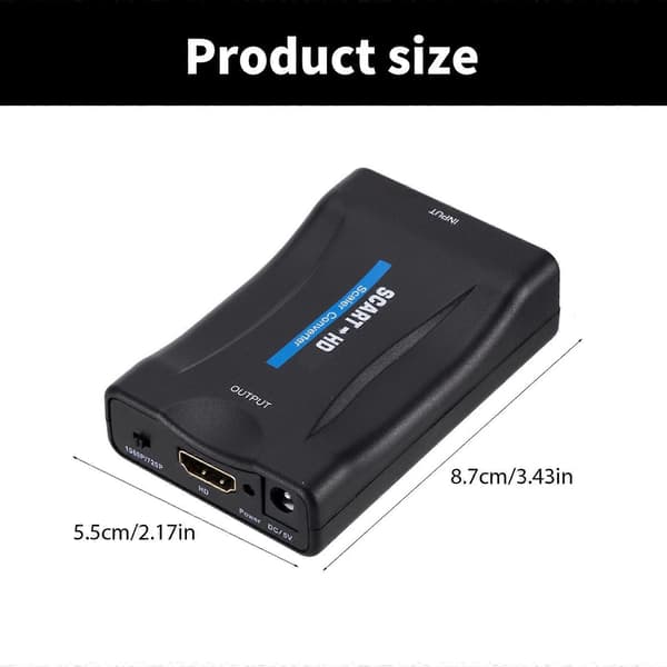 High Definition SCART til Multimedia Interfaces Konverter 1080p Output til DVD-afspillere og Konsoller Inkluderer USB-kabel
