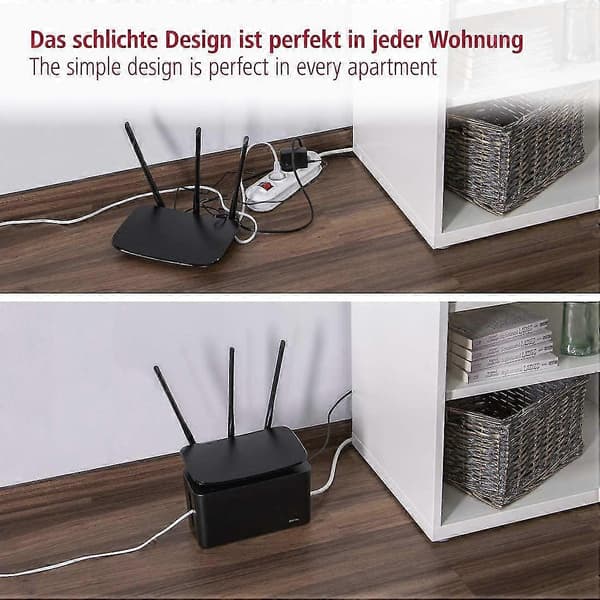 Kabelboks \"mini\" (kabelboks, 23 x 11,5 x 11,8 cm, med gummifødder) Sort