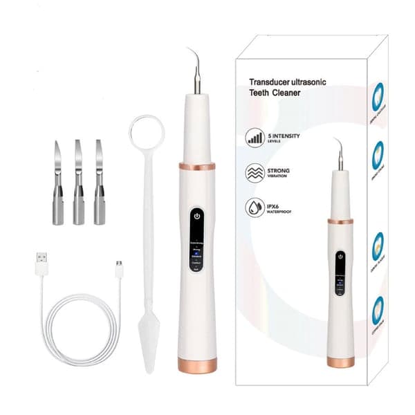 Ultralydsplakfjerner og 4 rensehoveder White