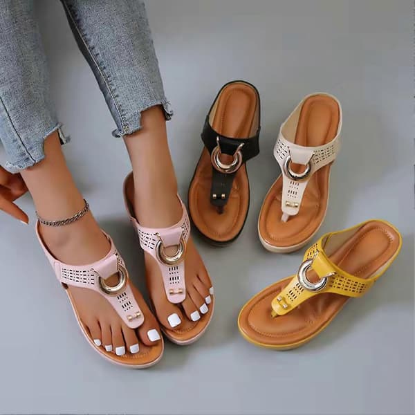 Dame strandklips tå helling flip-flops Allsidig og pen for shopping Black 41