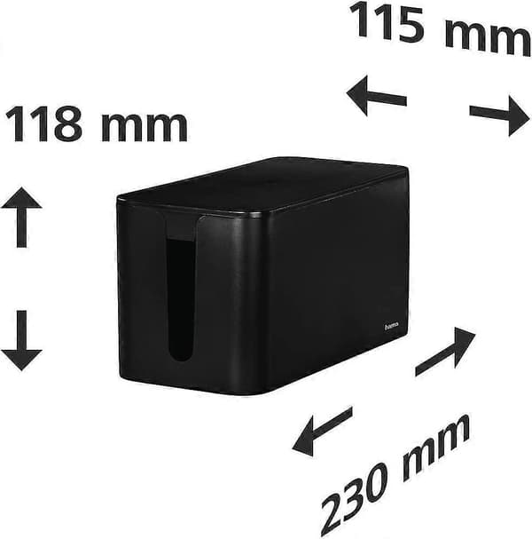 Kabelboks \"mini\" (kabelboks, 23 x 11,5 x 11,8 cm, med gummifødder) Sort