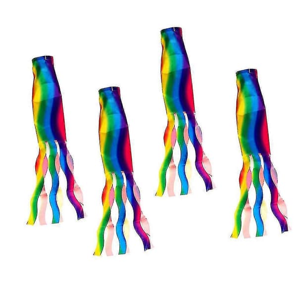 4 stk. vindpose i polyester for utendørs hagedekorasjon 70 cm regnbue