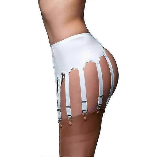 Hvid ekstra stor strømpeholder til kvinder med 10 plastikclips, egnet til strømper. White 4XL