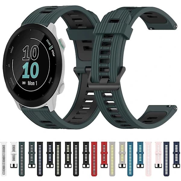 Lämplig för Garmin Forerunner 55 20 mm randig tvåfärgad klocka, rosa-vit