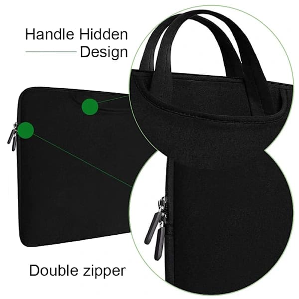 Vandtæt laptoptaske, 12-tommer laptoptaske, sort.