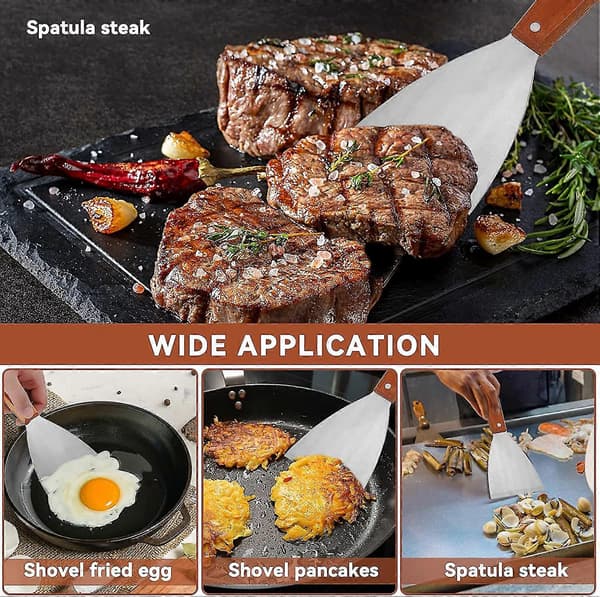 Plancha-spatel, crêpes-spatel i rostfritt stål, grillspade, grillspatel, skrapa