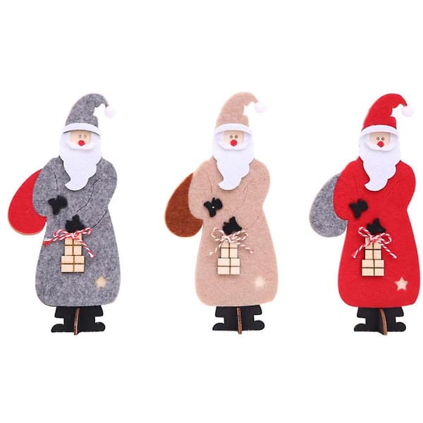 3x julefilt nisse treborddekorasjon julepynt grå