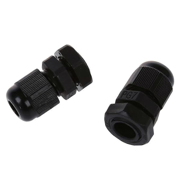30 stk. PG7 vandtæt konnektorstuds sort til 4-7 mm diameter kabel