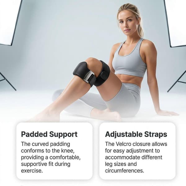 Knestropp, pustende patellarsenestøttestropp, ergonomisk V-formet passform med 3D silikon patellapute, sklisikker, justerbar design for løping, bas 2pcs
