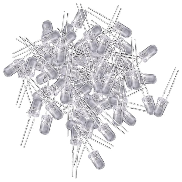 100 stk 5mm varmhvite LED-diodelys DC 3V 20mA pære elektroniske komponenter lysdiode