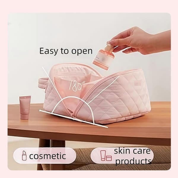 Petition Makeuptaske til kvinder 180° flad design, makeup-organizer med stor kapacitet