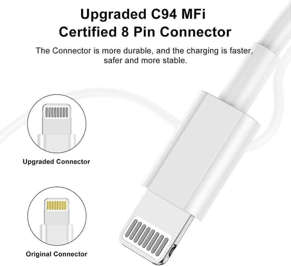 3m iPhone-laddare, [Apple-certifierad] Lång Apple-laddningskabel, 3m Original Lightning till USB-kabel, 3m iPhone-laddningskabel för iPhone 14