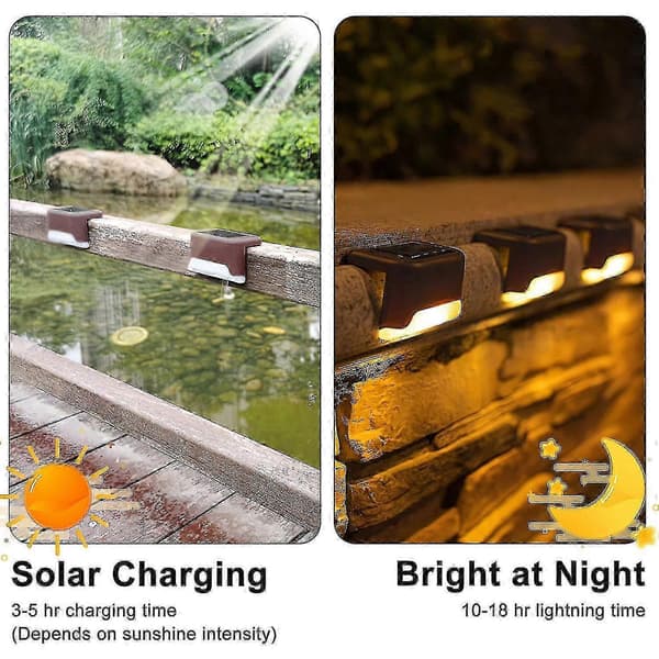 4-pakks Solcelled Terrasselys LED Solcelled Trappetrinnlys Vanntette Gjerdelys For Utendørs Trapper Gjerde