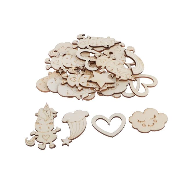 30 st träformade bitar utskurna skivor utsmyckningar hantverk DIY scrapbooking