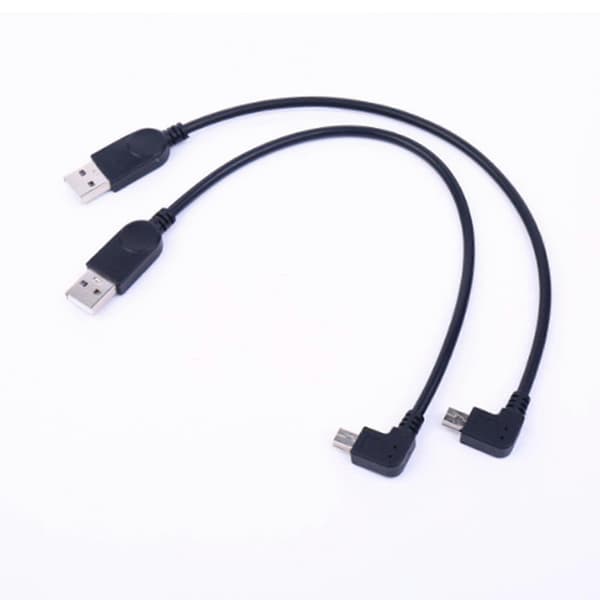 11,81 tommer lang USB til Mini USB rettvinklet strømladekabel datasynkroniseringskabel for bilnavigasjon svart