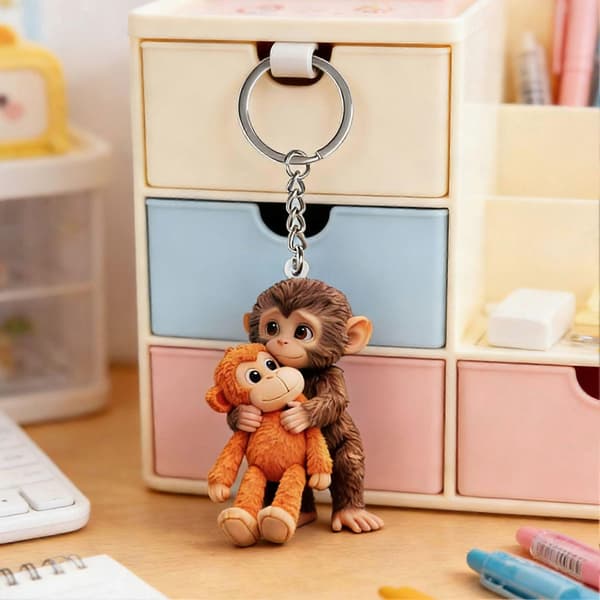 Punch Monkey Nyckelring 6-delat set, 2D platt design, Team Punch kramande nyckelring, bedårande Punching Monkey akrylnyckelringar för ryggsäckar och handväskor 6pcs