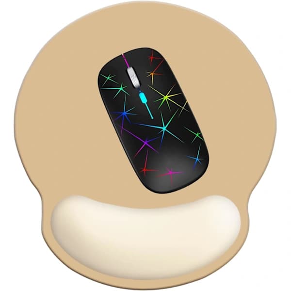 (Beige skum) Musematte med håndleddsstøtte – Ergonomisk musematte i minneskum, 9x10 tommer, sklisikker gummibase, smertelindrende musematte
