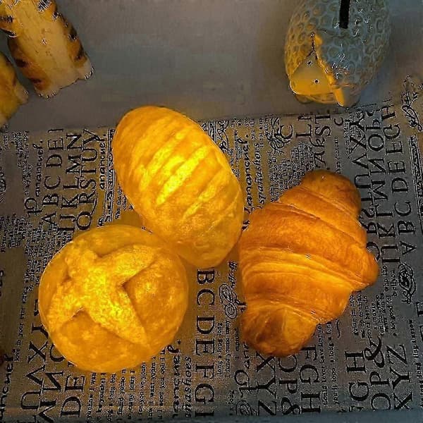 LED Natlys Simulation Brødlys Soveværelse Sengelampe Batterilampe til Hjemmet Croissant