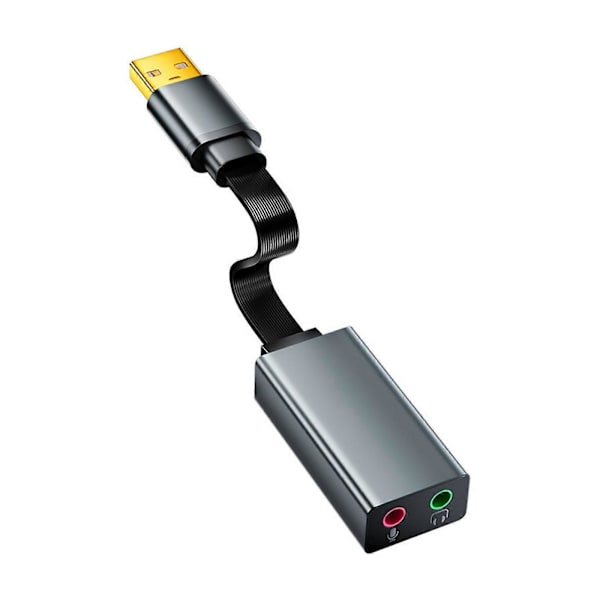USB-äänikorttisovitin 3,5 mm:n liitännällä kuulokkeille ja mikrofonille, laaja yhteensopivuus, metallikotelo