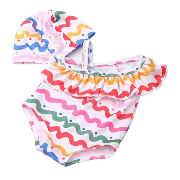 2x strandbikini set baddräkt passar 18 tums dockkläder modekostym randig